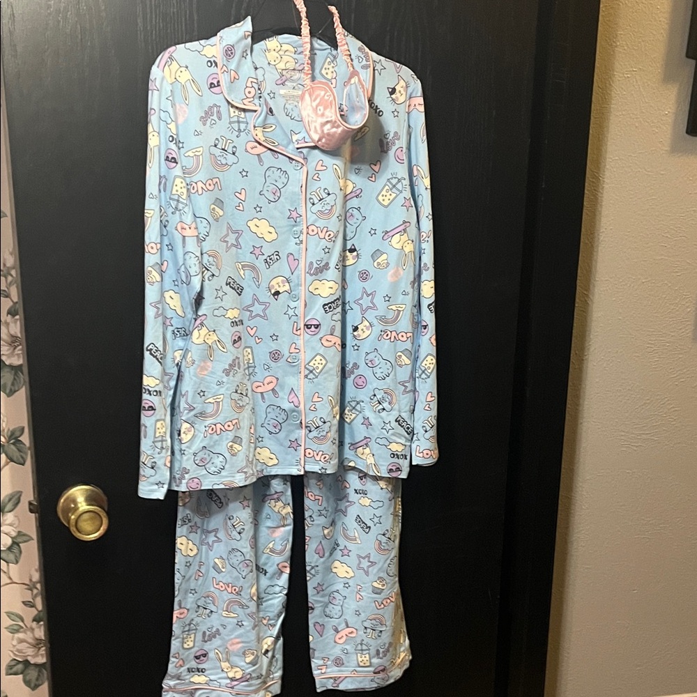 KIDS 🧒 Wonder Nation Light Blue Pajama Set with Fun Prints